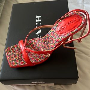 New red orange coach heels